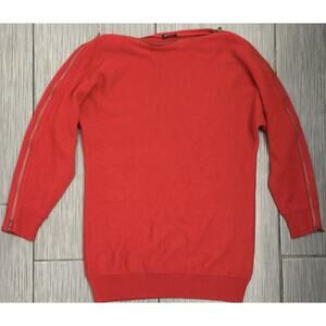 Magaschoni Women’s Red Cashmere Sweater With Zipper Detail Size Medium